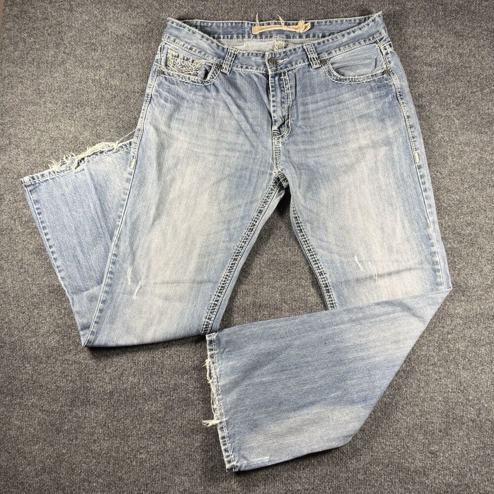Rock & Roll Cowboy Men Jeans 38L Distressed Light Wash Y2K Wide Bootcut 38x36